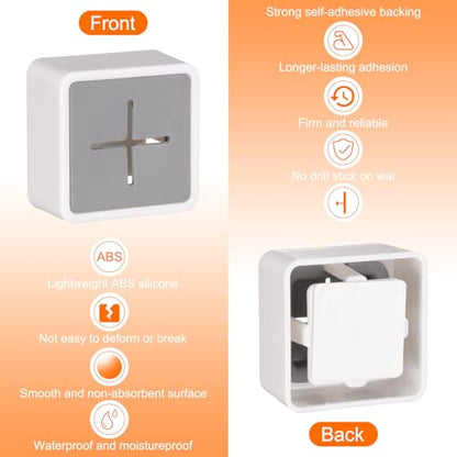 HARFINGTON 3pcs Self Adhesive Hooks Waterproof ABS Silicone Shower Robe Towel Wall Hooks Adhesive Push Dish Towel Hooks Without Drill for Bathroom Kitchen Washroom Home, Gray - color: Gray