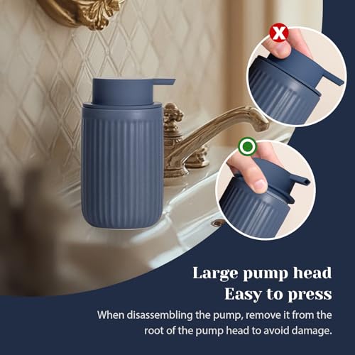 INGOFIN Ceramic Foaming Soap Dispenser - 12oz Foam Hand Soap Dispenser Bathroom, Modern Refillable Dish Dispenser with Pump for Kitchen, Matte Blue - color: Foam-blue