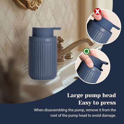 INGOFIN Ceramic Foaming Soap Dispenser - 12oz Foam Hand Soap Dispenser Bathroom, Modern Refillable Dish Dispenser with Pump for Kitchen, Matte Blue - color: Foam-blue
