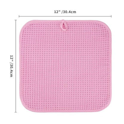 Microfiber Waffle Face Towels, 4 Pieces, Soft, Absorbent, Fast Drying, Lint Free 430 GSM (Pink) - color: Pink