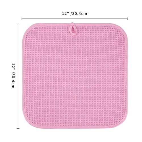 Microfiber Waffle Face Towels, 4 Pieces, Soft, Absorbent, Fast Drying, Lint Free 430 GSM (Pink) - color: Pink