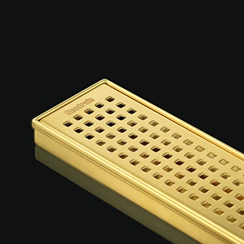 Neodrain 36" Linear Shower Drain, Gold 304 SS Bathroom Linear Drain,cUPC | Gold Shower Drain with Quadrato Grate& Adjustable Feet, Long Rectangle Shower Floor Drain in Bathroom, Balcony etc - color: Golden, size: 36 In