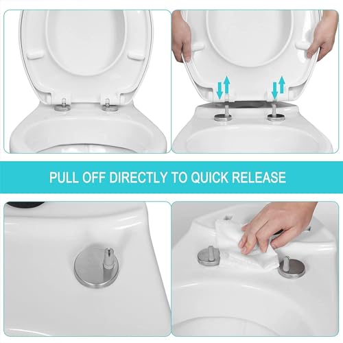 Soft Close Quick Release Toilet Seat - 360° Adjustable Stainless Hinges,V Shape Cover for Easy Cleaning Simple Top Fixing - color: 01b
