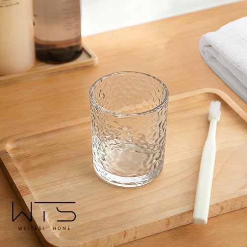 Glass Toothbrush Holders for Bathroom, Water Glass, Unbreakable Clear Bathroom Tumbler Cup, Mouthwash Cup, Toothpaste Storage Stand, Tooth Brush Organizer for Vanity Countertop