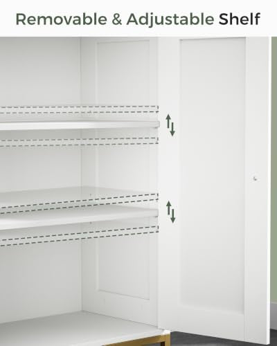 Homhedy Bathroom Storage Cabinet, Freestanding Floor Cabinet, White | Bathroom Organizers and Storage, Adjustable Shelves, Small Cabinet for Bathroom Living Room Laundry Room