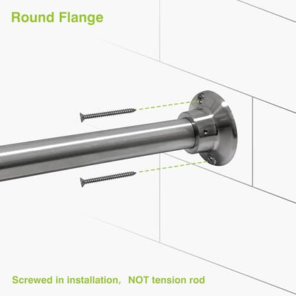 Naiture 304 Stainless Steel 60" Straight Shower Curtain Rod, Brushed Nickel | One-Piece Rod, Cut to Fit, Rustproof, Heavy-Duty Zinc Alloy Flange, Permanent Wall Mount, Mounting Hardware Included - color: Brushed Nickel, size: 60