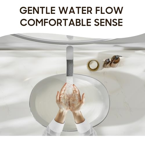 Phiestina Brushed Nickel Tall Bathroom Vessel Sink Faucet, Single Hole Single Handle Waterfall Modern Above Countertop Sink Bathroom Faucet, with Pop Up Drain and Water Supply Line, NS-SF01-BN-V - color: Brushed Nickel, style: 1 pack