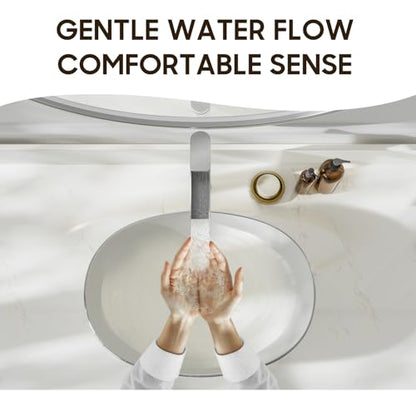 Phiestina Brushed Nickel Tall Bathroom Vessel Sink Faucet, Single Hole Single Handle Waterfall Modern Above Countertop Sink Bathroom Faucet, with Pop Up Drain and Water Supply Line, NS-SF01-BN-V - color: Brushed Nickel, style: 1 pack