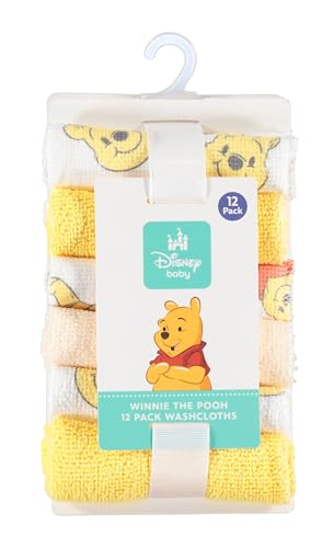 Disney Baby Washcloths 12 Pack – Ultra Soft Baby Wash Cloths, Lilo & Stitch (Stitch & Angel), Winnie the Pooh & Mickey Mouse, Absorbent Newborn Bath Essentials - color: Winnie the Pooh III