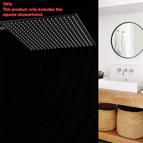 16 In Rain Shower Head High Pressure Rainfall Shower Head Matte Black | Square Rain Bathroom Showerhead, High Flow, Large Stainless Steel, Ceiling Mounted, Wall Mounted, Waterfall Full Body - color: Black, size: 16 Inch