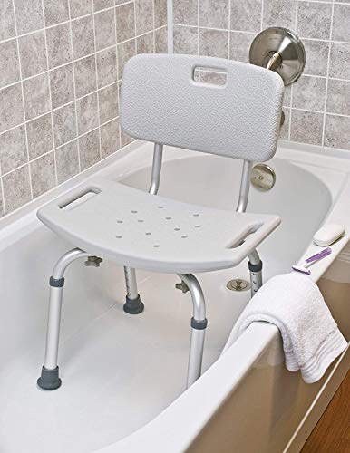 Graham-Field 7921KD-1 Lumex Shower Chair with Backrest, Adjustable-Height Bath Seat, Wide 20" Seat Supports, 350 lb.