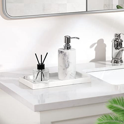 Luxspire Soap Dispenser, Cylinder-Shaped Soap Bottles, Gravel White, 1pack | 320ml Premium resin, modern cylindrical design easy clean pump, multi-purpose liquid storage - color: Marble