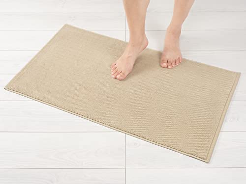 American Soft Linen Bath Rug, 20 in 34 in 100% Cotton Bath Mats Rugs for Bathroom, Slip Reducer Washable Shaggy Form Area Rugs, Beige Bath Rug - color: Beige, style: 20x34" Cotton Bath Mat