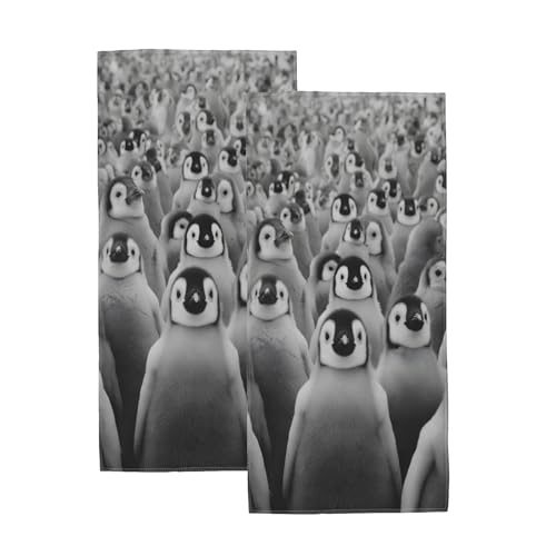 Penguin Hand Towels Set of 2,Cute Cartoon Penguin Decorative Bathroom Towels,Soft Microfiber Absorbent Quick Dry Bath Towels for Kitchen Spa Gym Farmhouse Gifts 14.5x28 Inch - color: Cute Cartoon Penguin