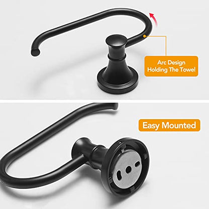 Toilet Paper Holder Wall Mount Bathroom Tissue Roll Holder Matte Black | Pivoting Tissue Roll Holder, High Quality Stainless Steel Hand Towel Ring Rustproof, Bathroom Accessories,Toilet Storage - color: Matte Black