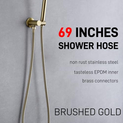 Flexible Shower Hose Stainless Steel Handheld Shower Head Attachment Hose, 69 Inch, Brushed Gold - color: Brushed Gold, size: 69-Inch