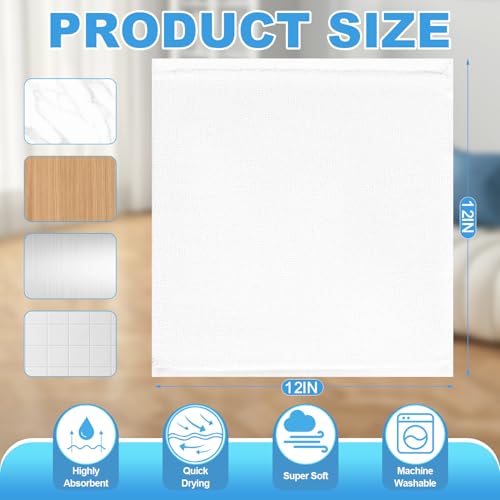 INFICRIME Washcloths Set, 24-Pack Cotton Wash Cloths, 12x12 Inch, White | Highly Absorbent and Soft Feel Fingertip Towels, Machine Washable Washcloths for Bathroom, Gym, Hotel, Spa and Kitchen