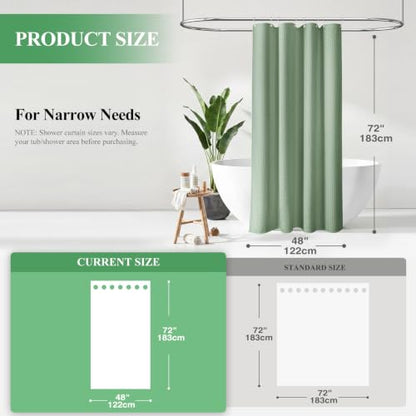 Stall 3 in 1 Waffle Shower Curtain Set with Liner 48x72 Sage Green | 48 Inch Wide, Waterproof Clear PEVA Liner, 256GSM Heavy Duty Fabric, Hotel Luxury Shower Curtains for Bathroom, 8 Hooks - color: A Sage Green, size: 48"W x 72"L (Pack of 1)