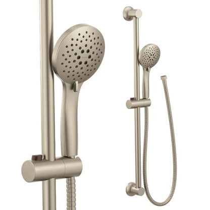 Moen Brushed Nickel Eco-Performance 5-Function Handheld Removable Shower Head, Adjustable 30-Inch Slide Bar and 69-Inch Long Hose, 3558EPBN - color: Brushed Nickel