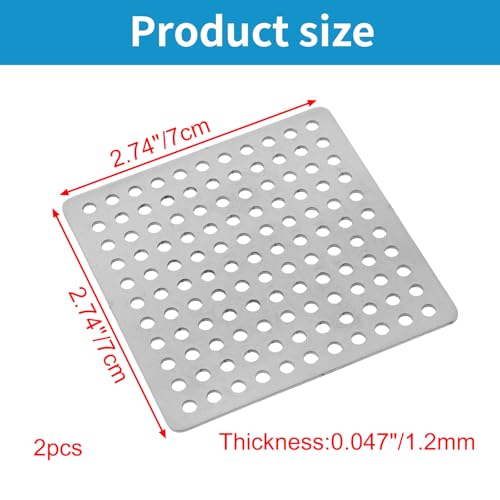Square Drain Cover Grates,2.74" x 2.74" 304 Stainless Steel Drainage Grate Cover Replacement Floor Drain Strainer for Shower, Bathroom Floor, Balcony, and Outdoor Garden Drains -2pcs - size: 2.74" x 2.74"