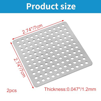Square Drain Cover Grates,2.74" x 2.74" 304 Stainless Steel Drainage Grate Cover Replacement Floor Drain Strainer for Shower, Bathroom Floor, Balcony, and Outdoor Garden Drains -2pcs - size: 2.74" x 2.74"