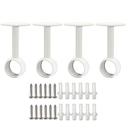 Alise Curtain Rod Holder Bracket 1''Dia,Closet Rod Holders Wall Mount,4 Pcs | Ceiling Mounted Curtain Rod Flange Brackets,Ceiling Curtain Rods Brackets,for Bathroom Curtain,Stainless Steel,White Finish - color: White Finish, size: 25mm/1-Inch Dia.
