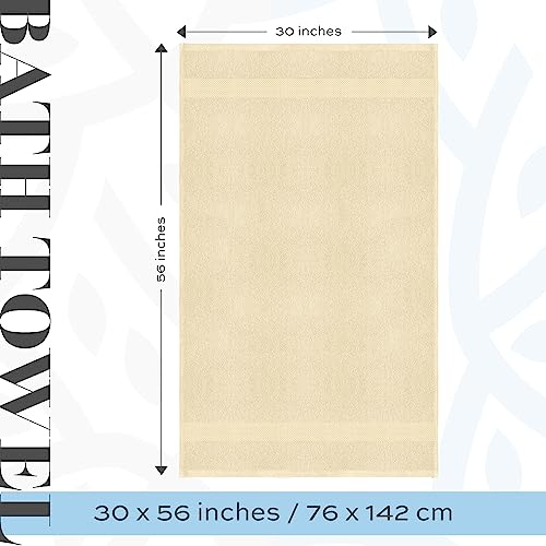 White Classic Luxury Bath Towels Large - Cotton Hotel spa Bathroom Towel |30x56 | 4 Pack | Beige - color: Beige