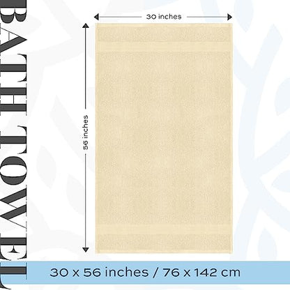 White Classic Luxury Bath Towels Large - Cotton Hotel spa Bathroom Towel |30x56 | 4 Pack | Beige - color: Beige