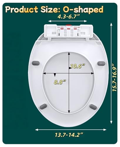 Soft Close Round Toilet Seat with Cover - Plastic, Easy Installation & Cleaning, Fits Most Standard Toilets (White) - size: O