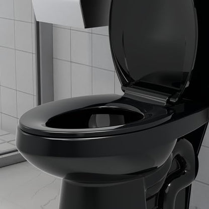 GarveeTech Enlongated Toilet Seat, Slow Close Toilet Cover Seat for Easy Clean and Stain-Resistant, Plastic Toilet Seat With Cover, Quick-Release Hinges and Quick-Attach Hardware, Black - color: Black, size: Elongated