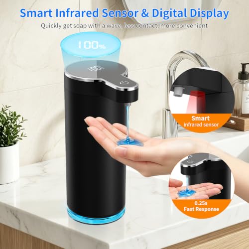 Automatic Liquid Soap Dispenser (Black Liquid Soap) | 12 oz/350ml Rechargeable, 4 Adjustable Liquid Levels, IPX5 Waterproof for Bathroom,Kitchen,Hotel - color: St-01 Liquid Black