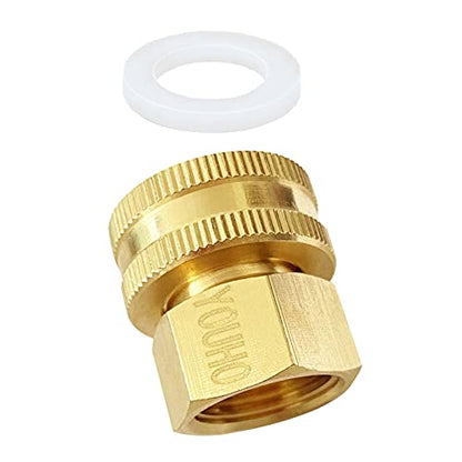 YOUHO Garden Hose Adapter Double Female Brass Swivel Thread Size 1/2 NPT (F) to 3/4 NH (F) Garden Pipe Joint Extension Repair Fitting（1 Pack） - size: 1/2NPT(F) to 3/4 GHT(F)1pcs