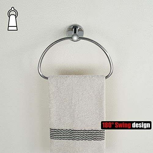 JQK Chrome Towel Ring, Stainless Steel Half Ring Towel Holder for Bathroom, 7 Inch Polished Chrome Wall Mount, TR160-CH - color: Chrome