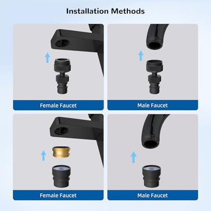 Hibbent 2 PACK Faucet to Dishwasher Adapter, Quick-Connect Dishwasher Snap-On Connection, with Swivel Ball Joint and Faucet Aerator, Male 15/16 Inch and Female 55/64 Inch, Matte Black - color: Matte Black