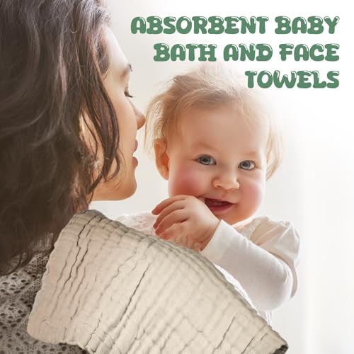 20 Pcs Baby Muslin Washcloth 12 x 12 Inch 100% Cotton Soft and Absorbent Muslin Washcloth Burp Cloth Wipe Newborn Face Towel for Baby Boy Girl Sensitive Skin (White, Khaki, Dark Green) - color: White, Khaki, Dark Green