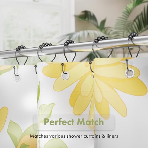 AmazerBath Shower Curtain Hooks Black Shower Curtain Rings, Metal Shower Curtain Hooks Rust Proof, Smooth Glide Double Shower Hooks Rings for Shower Curtain, Shower Rod Hooks 12Pcs - color: Black, style: Double Shower Hooks