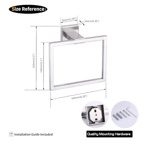 GERZWY Hand Towel Ring Bath Towel Holder Bathroom Lavatory Shower Towel Hanger Holder Brushed Stainless Steel Wall Mount JG1916-2LS - color: Brushed
