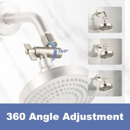 OFFO Shower Head Extension Arm, 2.4 in Shower Extension Arm with Locking Nut, Adjustable Height and Angle Shower Arm, Universal G1/2 Connector for Fixed and Handheld ShowerHead, Brushed Nickel - color: Brushed Nickel, style: 2.4 in