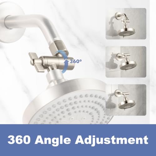 OFFO Shower Head Extension Arm, 2.4 in Shower Extension Arm with Locking Nut, Adjustable Height and Angle Shower Arm, Universal G1/2 Connector for Fixed and Handheld ShowerHead, Brushed Nickel - color: Brushed Nickel, style: 2.4 in