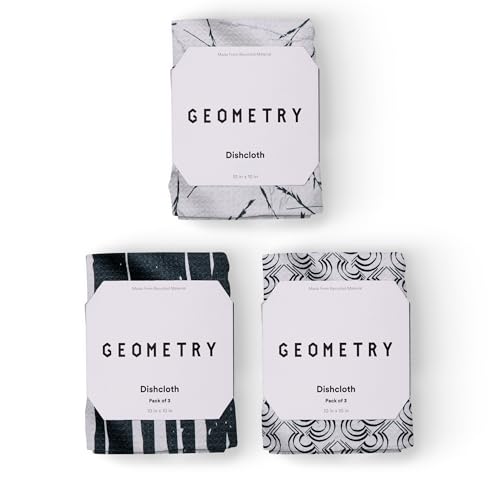 GEOMETRY Kitchen Dish Cloths - Quick Dry Dishcloths for Kitchen - Premium Dish Rags with Geoweave - 3-Pieces Night Reeds - color: All Lined Up, style: Dishcloth