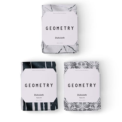 GEOMETRY Kitchen Dish Cloths - Quick Dry Dishcloths for Kitchen - Premium Dish Rags with Geoweave - 3-Pieces Night Reeds - color: All Lined Up, style: Dishcloth