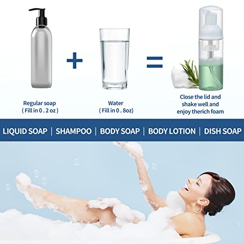 GliSun 36 Pcs Foam Pump Bottle 2oz Empty Refillable Mini Dispenser | for Lash Cleanser, Shampoo, Lotion, Hand Sanitizer, Cosmetics, Castile Soap, BPA-Free, Travel Size - color: Clear