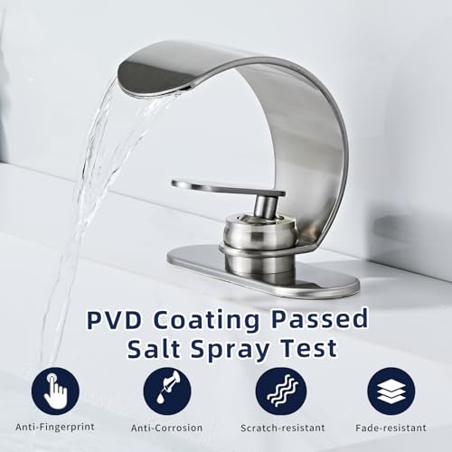 Waterfall Single Hole Bathroom Sink Faucet, 304 Stainless Steel Single Handle Modern Bathroom Faucet, Snake Shape Design Basin Tap, Single Handle Basin Tap with Pop Up Drian Supply Line - color: Sliver