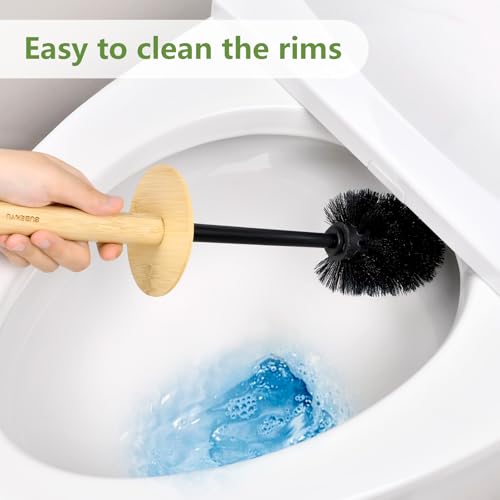 SUBEKYU Toilet Brush, Toilet Bowl Brush and Holder Set, Bathroom Toilet Bowl Cleaner for Deep Cleaning, Black - color: Black 1p