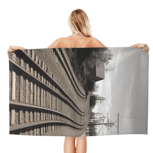 Train Track Bath Towel Super Absorbent Beach Towels Microfiber Bathroom Towel 32 x 52 Inch - color: Train Track