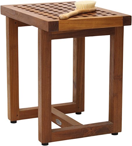 AquaTeak Grate 18" Teak Shower Bench & Premium Teak Oil | Durable, Water-Resistant Teak, Shower Chair & Shaving Foot Rest, Indoor/Outdoor Use - size: B. Bench w/ Teak Oil