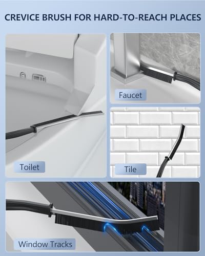 Leebein Electric Toilet Brush and Holder Set, Electric Toilet Bowl Scrubber Kit with 8 Replaceable Brush Heads, Disposable Toilet Brush with 6 Wand Cleaner Refills, 2 Pcs Crevice Cleaning Brush - color: White2