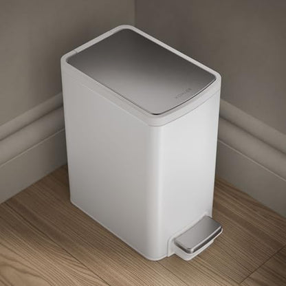 Kohler 6 Liter (1.5 Gallon) Stainless Steel Step Trash Can, White - color: White Stainless Steel, size: 1.6 Gallon - Step Can
