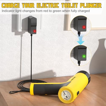 Electric Toilet Plunger, High Pressure Toilet Plungers | Electric Drain Unclogger Tool with Automatic Pressurized, NO Splash Back, 3 Heads & Storage Bag, For Bathroom Shower Floors