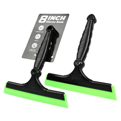 EHDIS 2PCS Flexible 8-Inch Silicone Squeegee Window Tint Tool Auto Water Blade, Shower Squeegee for Car Windshield, Glass, Tiles, and Smooth Surfaces (Green) - color: Green